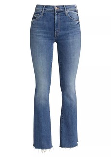 Mother Denim The Weekender Mid-Rise Stretch Flare Fray Jeans