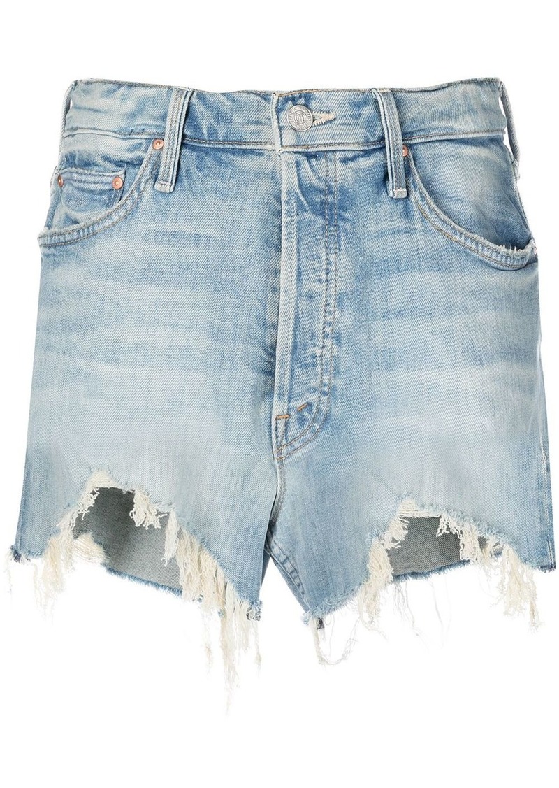 Mother Denim Tomcat high-waist frayed short