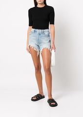 Mother Denim Tomcat high-waist frayed short