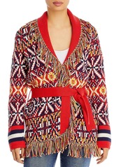 Mother Denim Womens Cotton Geometric Cardigan Sweater