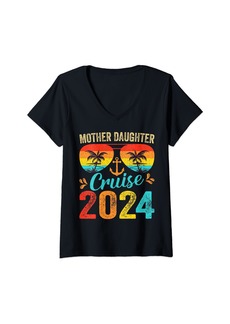 Mother Denim Womens Cruise Trip Mother Daughter Cruise 2024 Vacation Mom V-Neck T-Shirt