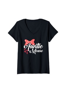 Mother Denim Womens Cute Auntie Mouse | Niece Nephew | Aunt V-Neck T-Shirt