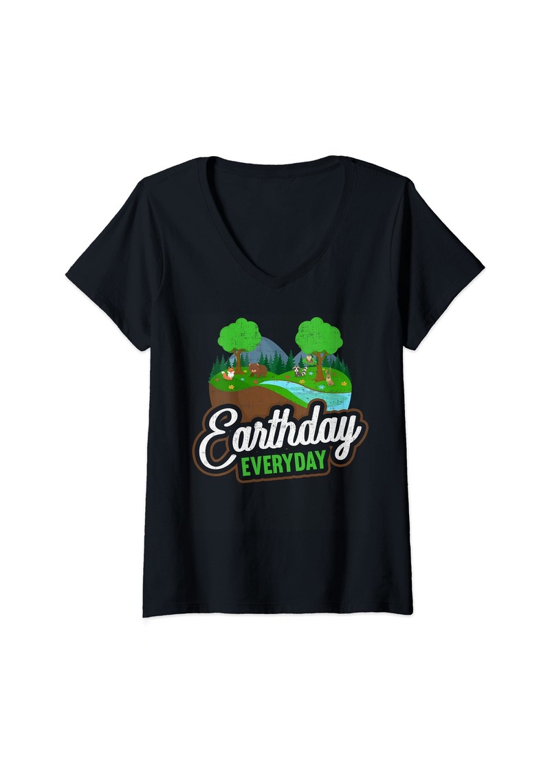 Mother Denim Womens Earth Day Every Day Conservation Climate Change Save Planet V-Neck T-Shirt