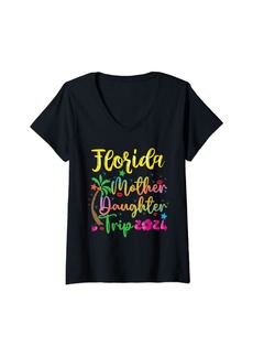 Mother Denim Womens Florida Mother Daughter Trip 2024 Florida Summer Souvenir V-Neck T-Shirt