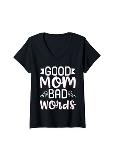 Mother Denim Womens Good Moms Say Bad Words V-Neck T-Shirt