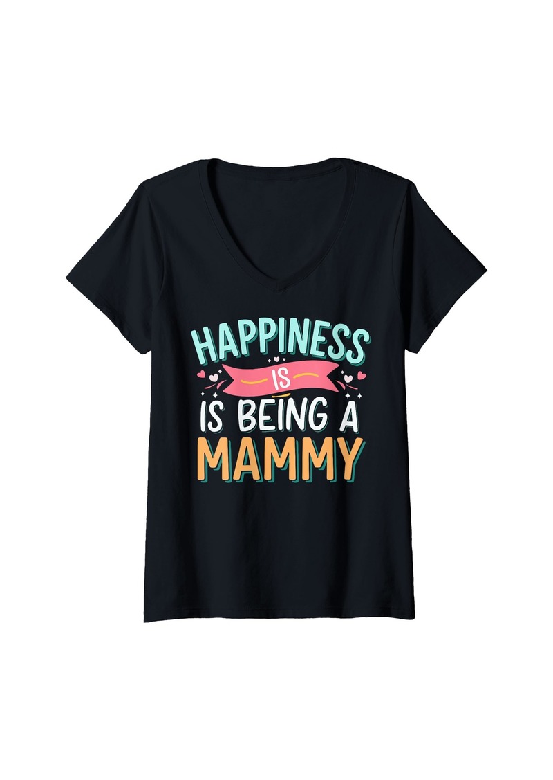 Mother Denim Womens Happiness Is Being A Mammy V-Neck T-Shirt