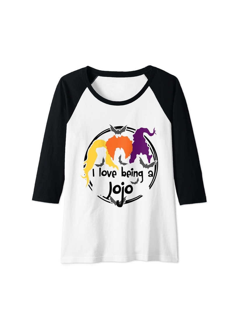 Mother Denim Womens I Love Being A Jojo Halloween Bat Witch Raglan Baseball Tee