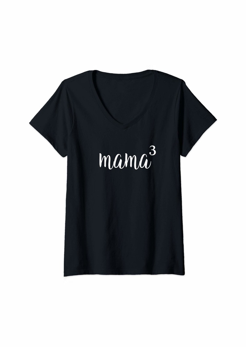 Mother Denim Womens Mom of Three Mama Cubed Mama3 Mothers Day Gift Custom Mom V-Neck T-Shirt