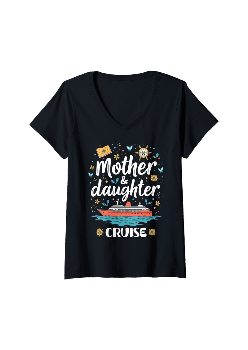 Mother Denim Womens Mother And Daughter Cruise Ship Mom Daughter Cruise Vacation V-Neck T-Shirt