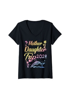 Mother Denim Womens Mother Daughter Trip 2024 Family Vacation Matching 2024 V-Neck T-Shirt