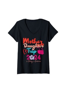 Mother Denim Womens Mother Daughter Trip 2024 Weekend Vacation Mom Daughter V-Neck T-Shirt