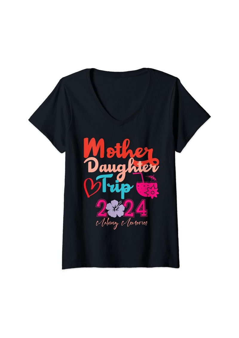 Mother Denim Womens Mother Daughter Trip 2024 Weekend Vacation Mom Daughter V-Neck T-Shirt