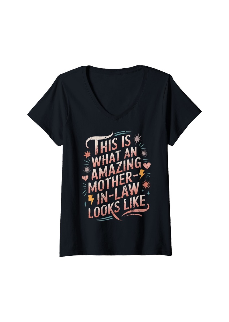 Mother Denim Womens Mother In Law Amazing Mother In Law Mom In Law Appreciation V-Neck T-Shirt