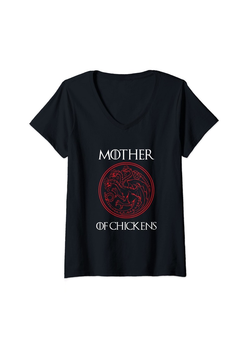 Mother Denim Womens Mother of Chickens Women Gift Mom Funny Chicken Farmer Owner V-Neck T-Shirt