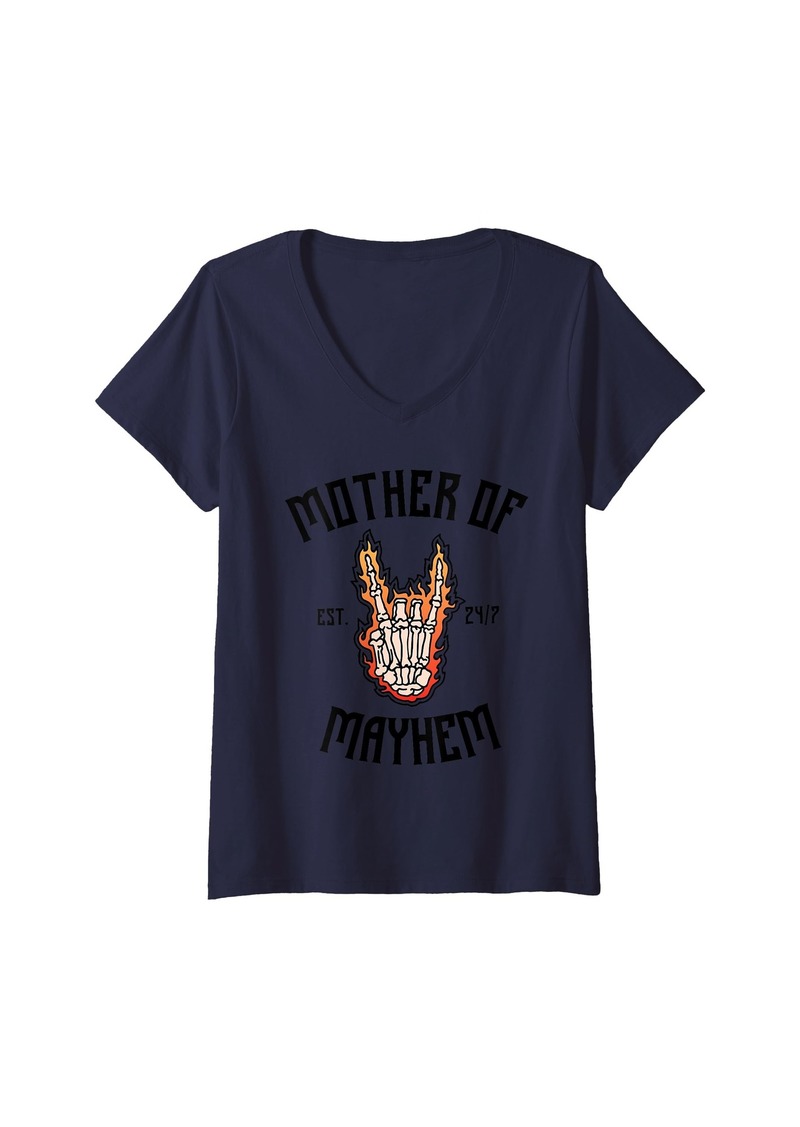 Mother Denim Womens MOTHER OF MAYHEM V-Neck T-Shirt