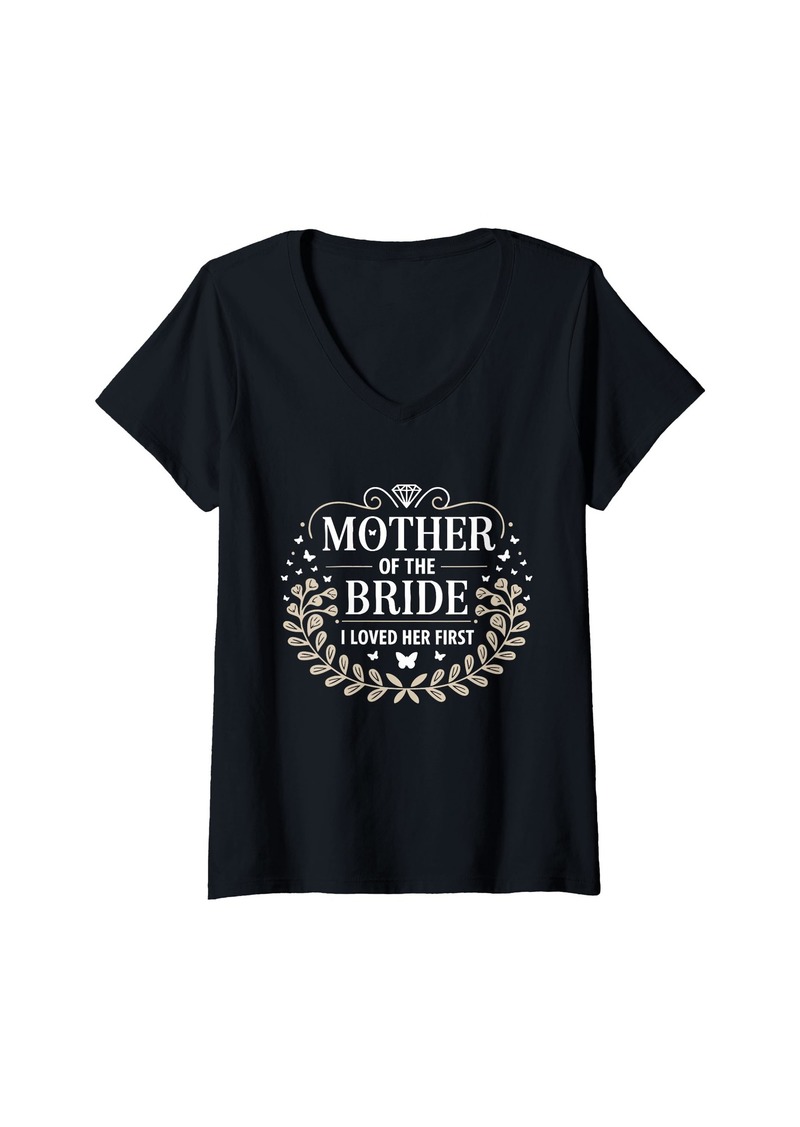 Mother Denim Womens Mother Of The Bride I Loved Her Floral Butterfly V-Neck T-Shirt