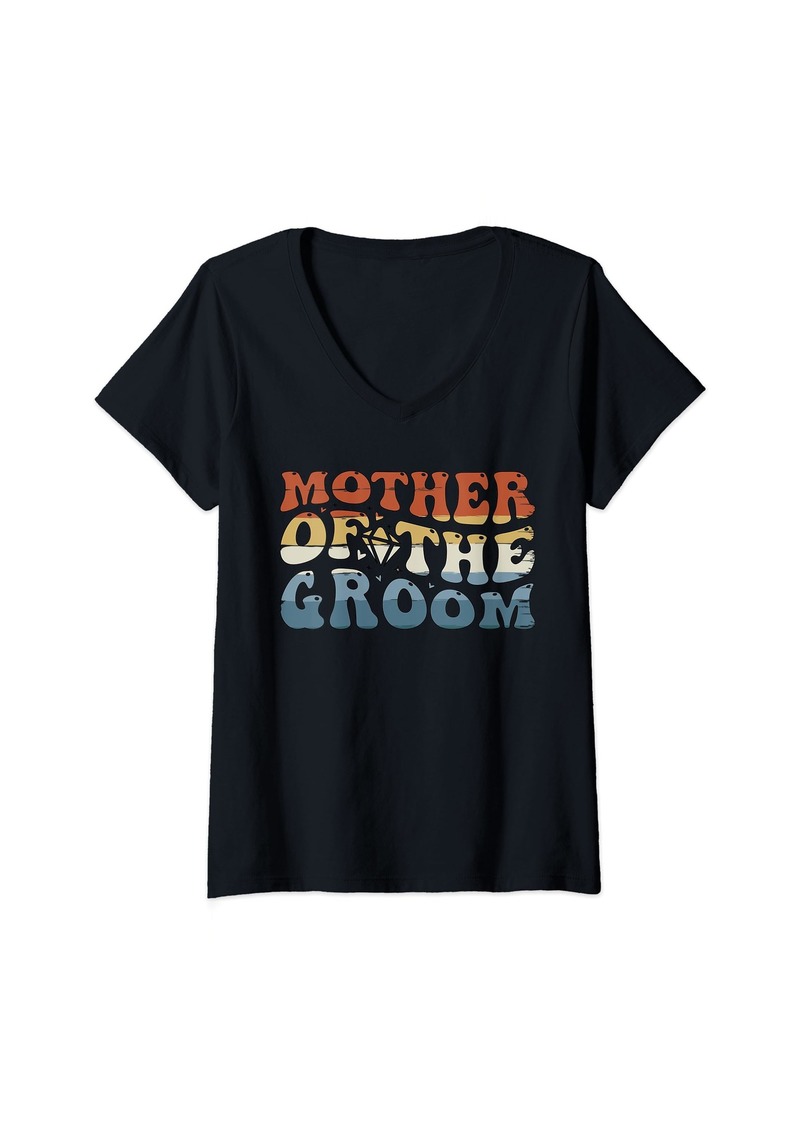 Mother Denim Womens Mother of The Groom Mom of The Groom Bridal Shower Wedding V-Neck T-Shirt