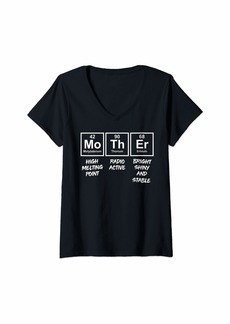 Mother Denim Womens Mother Periodic Table Tshirt Funny Science gifts Mothers Day V-Neck T-Shirt