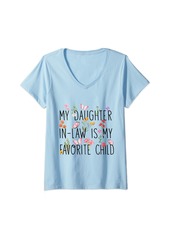 Mother Denim Womens My Daughter In Law Is My Favorite Child Funny for Mom Women V-Neck T-Shirt