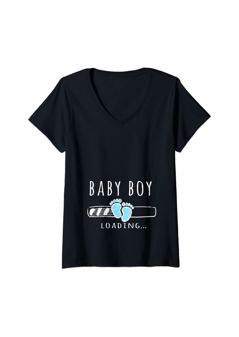 Mother Denim Womens Pregnant Mom Baby Boy Loading V-Neck T-Shirt