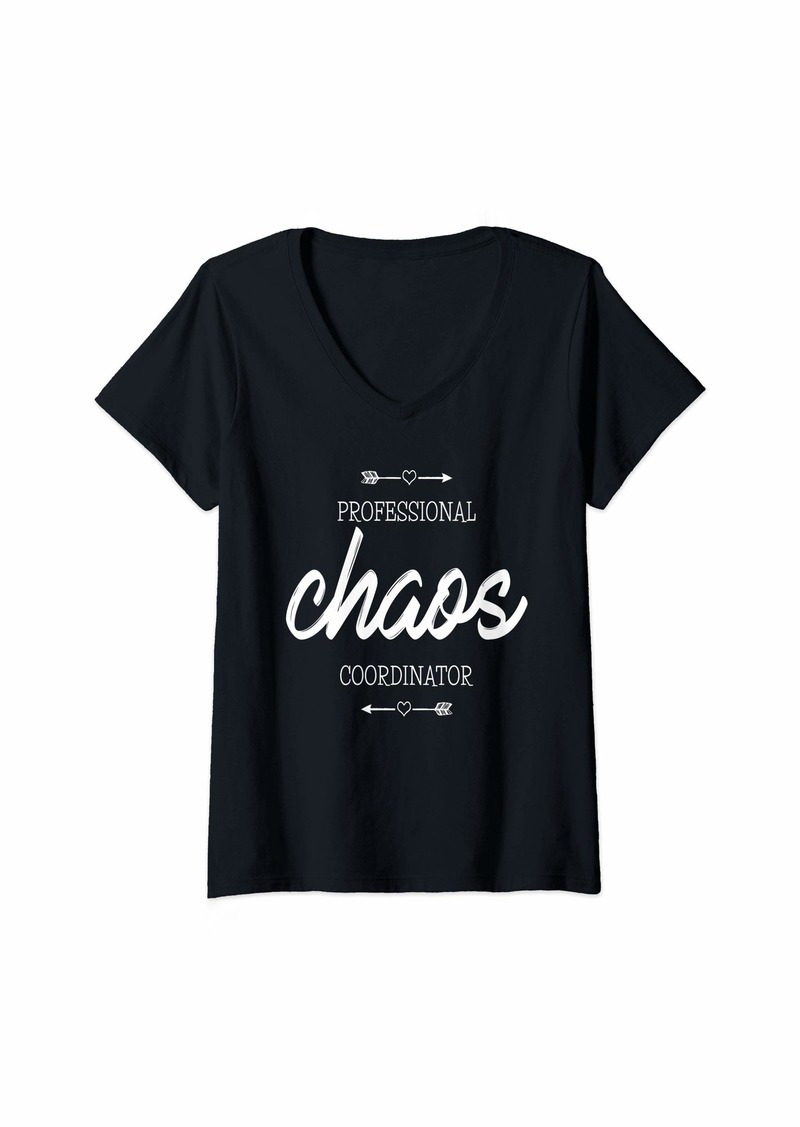 Mother Denim Womens Professional Chaos Coordinator Funny Mom Mother's Day V-Neck T-Shirt