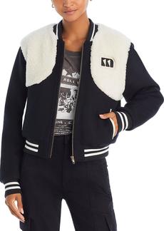 Mother Denim Womens Wool Blend Varsity Bomber Jacket