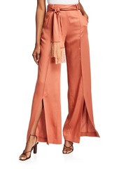 Mother Of Pearl Leo Wide-Leg Belted Twill Trousers