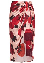 Mother Of Pearl Woman Emma Asymmetric Draped Floral-print Satin Skirt Blush