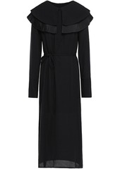 Mother Of Pearl Woman Lennox Belted Pleated Textured-crepe Midi Dress Black