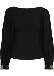 Mother of Pearl - Winifred jacquard-paneled organic stretch-cotton jersey top - Black - UK 8