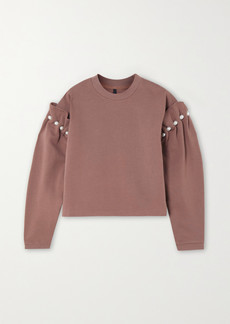 Mother Of Pearl Net Sustain Faux Pearl-embellished Organic Cotton-jersey Sweatshirt