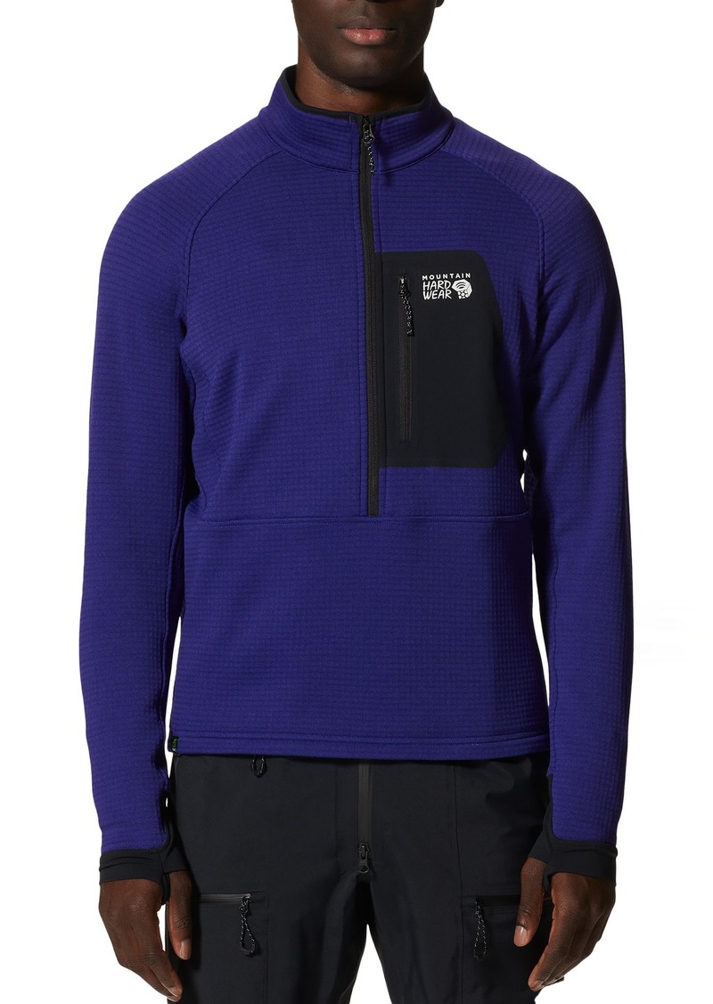 Mountain Hardwear Men's Polartec Power Grid 1/2 Zip Jacket, Small, Blue | Father's Day Gift Idea