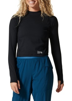 Mountain Hardwear Women's Crater Lake Long Sleeve Crop Shirt, Large, Black