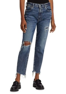 Moussy Adrian High Rise Distressed Stretch Cropped Boyfriend Jeans