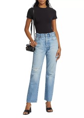 Moussy Cliffdale High-Rise Distressed Straight Jeans