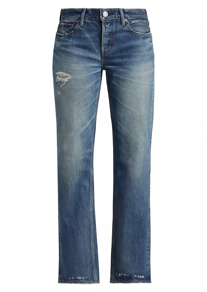 Moussy Flemington Low-Rise Cropped Flare Jeans