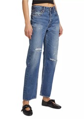 Moussy Gulfport Distressed Wide-Straight Jeans