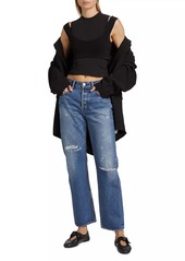 Moussy Gulfport Distressed Wide-Straight Jeans