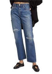 Moussy Gulfport Distressed Wide-Straight Jeans