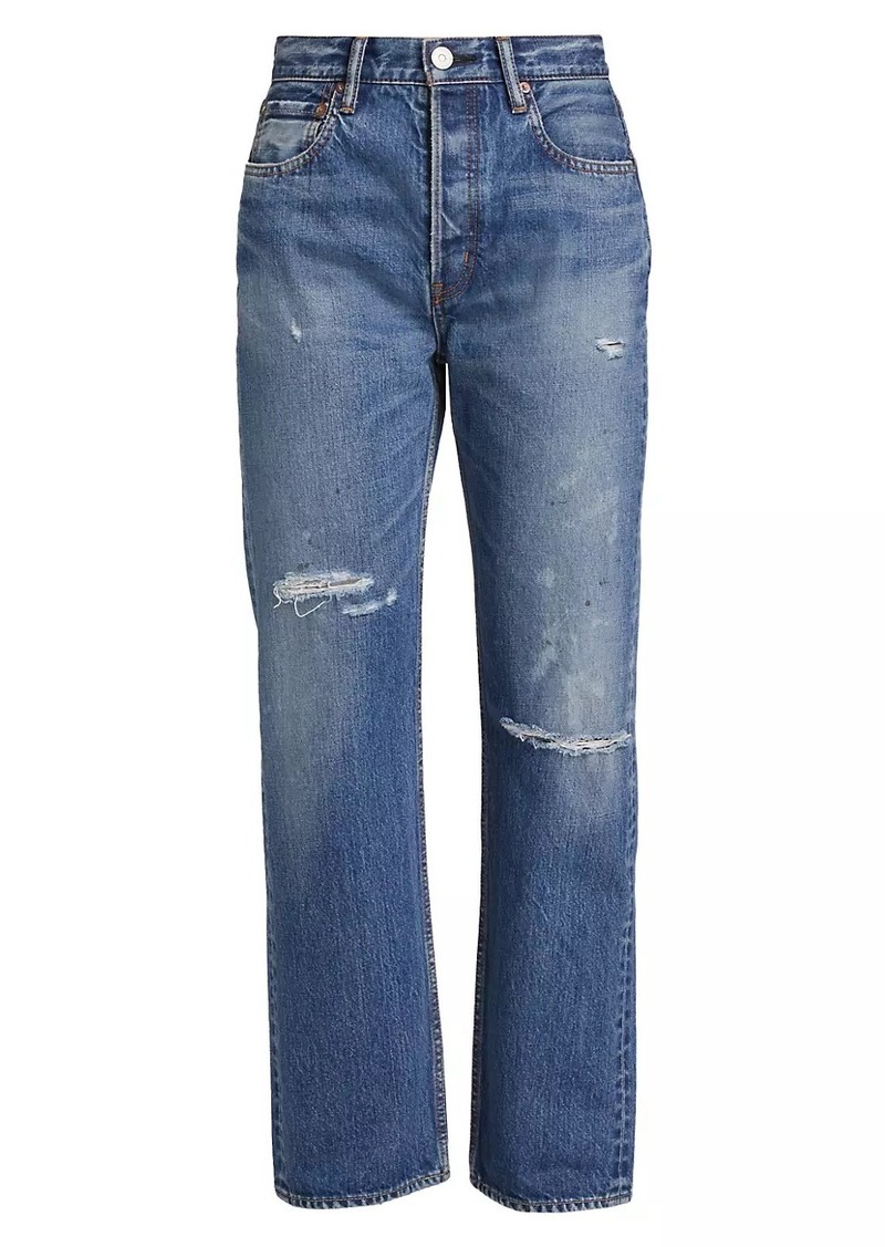 Moussy Gulfport Distressed Wide-Straight Jeans