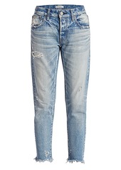 Moussy Kelley Mid-Rise Tapered Ankle Distressed Jeans