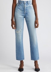 MOUSSY Cliffdale Ripped High Waist Straight Leg Jeans