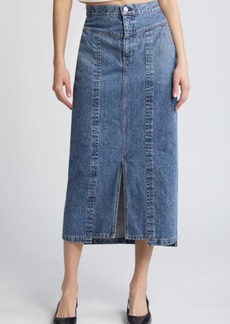 MOUSSY Clovernook High Waist Denim Midi Skirt