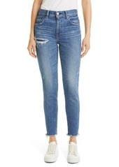 MOUSSY Hammond High Waist Distressed Raw Hem Skinny Jeans in Blue at Nordstrom