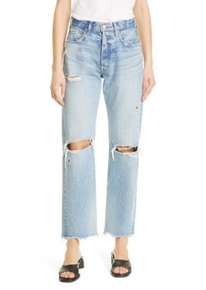 MOUSSY Odessa Distressed Wide Straight Leg Jeans