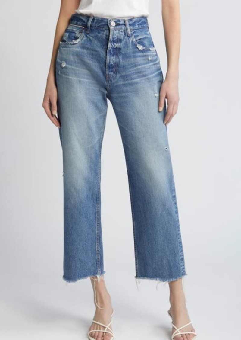 MOUSSY Peccole Frayed High Waist Ankle Relaxed Straight Leg Jeans