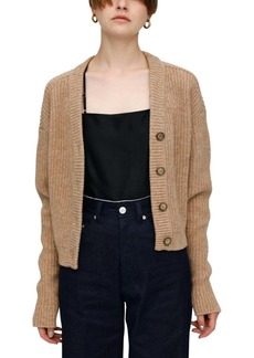 Moussy Persuasive V-Neck Knit Cardigan In Beige