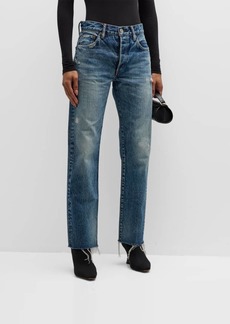 Moussy Sundown Distressed Straight-Leg Jeans