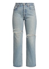 Moussy Teaneck Distressed Wide Straight-Leg Jeans