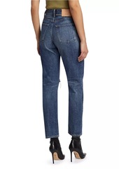 Moussy Widstoe High-Rise Distressed Straight-Leg Jeans